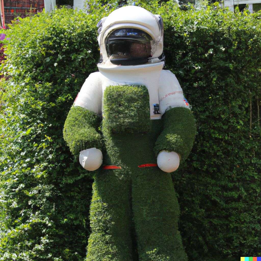 topiary in the shape of an astronaut